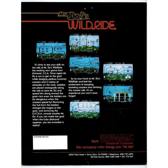 1984 Mr. Do's Wild Ride Arcade Game Flyer Universal USA Vintage Ephemera - Picture 2 of 2